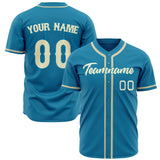 Custom Panther Blue Baseball Jersey (With Cream Color)