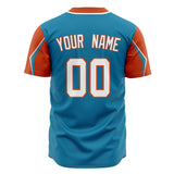 Custom Panther Blue Baseball Jersey (With Orange 3 Colors Arm Shapes)