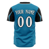 Custom Panther Blue Baseball Jersey (With Black 3 Colors Arm Shapes)