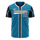 Custom Panther Blue Baseball Jersey (With Black 3 Colors Arm Shapes)