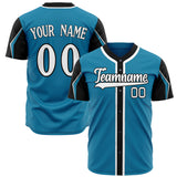 Custom Panther Blue Baseball Jersey (With Black 3 Colors Arm Shapes)