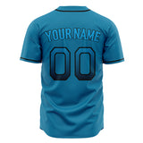 Custom Panther Blue Baseball Jersey (With Black Color)