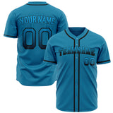 Custom Panther Blue Baseball Jersey (With Black Color)