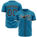 Custom Panther Blue Baseball Jersey (With Black Color)