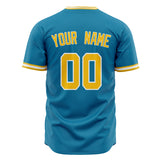 Custom Panther Blue Baseball Jersey (With Gold Color)