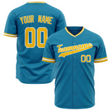 Custom Panther Blue Baseball Jersey (With Gold Color)