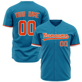 Custom Panther Blue Baseball Jersey (With Orange Color)