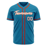 Custom Panther Blue Baseball Jersey (With Orange Color)