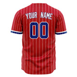 Custom Red Baseball Jersey (With White White Pinstripe)