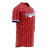 Custom Red Baseball Jersey (With White White Pinstripe)