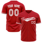 Custom Red Baseball Jersey (With White Color)