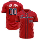 Custom Red Baseball Jersey (With Navy Color)