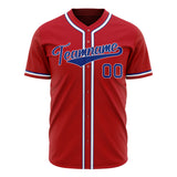 Custom Red Baseball Jersey (With Royal Color)