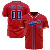 Custom Red Baseball Jersey (With Royal Color)