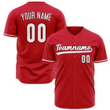 Custom Red Baseball Jersey (With White Color)