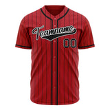 Custom Red Baseball Jersey (With Black Black Pinstripe)