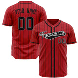 Custom Red Baseball Jersey (With Black Black Pinstripe)