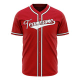 Custom Red Baseball Jersey (With White Color)