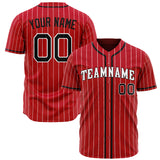 Custom Red Baseball Jersey (With Black White Pinstripe)