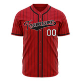 Custom Red Baseball Jersey (With Black Black Pinstripe)