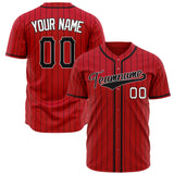 Custom Red Baseball Jersey (With Black Black Pinstripe)