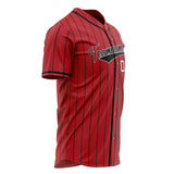 Custom Red Baseball Jersey (With Black Black Pinstripe)