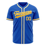 Custom Thunder Blue Baseball Jersey (With Gold Color)