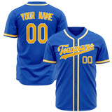 Custom Thunder Blue Baseball Jersey (With Gold Color)