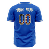 Custom Thunder Blue Baseball Jersey (With Cream Vintage USA Flag)