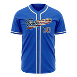 Custom Thunder Blue Baseball Jersey (With Cream Vintage USA Flag)