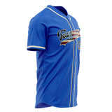 Custom Thunder Blue Baseball Jersey (With Cream Vintage USA Flag)