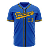 Custom Thunder Blue Baseball Jersey (With Gold Color)