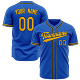 Custom Thunder Blue Baseball Jersey (With Gold Color)