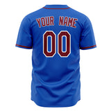 Custom Thunder Blue Baseball Jersey (With Crimson Color)