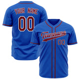 Custom Thunder Blue Baseball Jersey (With Crimson Color)