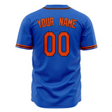 Custom Thunder Blue Baseball Jersey (With Orange Color)