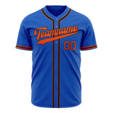 Custom Thunder Blue Baseball Jersey (With Orange Color)