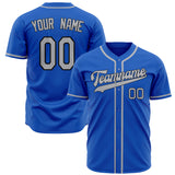 Custom Thunder Blue Baseball Jersey (With Gray Color)