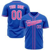 Custom Thunder Blue Baseball Jersey (With Pink Color)