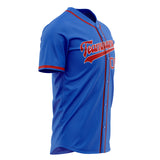 Custom Thunder Blue Baseball Jersey (With Crimson Color)