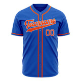 Custom Thunder Blue Baseball Jersey (With Orange Color)