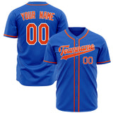 Custom Thunder Blue Baseball Jersey (With Orange Color)