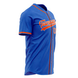 Custom Thunder Blue Baseball Jersey (With Orange Color)