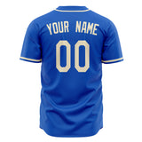 Custom Thunder Blue Baseball Jersey (With Cream Color)