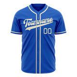 Custom Thunder Blue Baseball Jersey (With Cream Color)