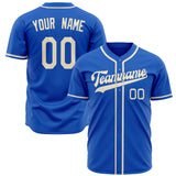 Custom Thunder Blue Baseball Jersey (With Cream Color)