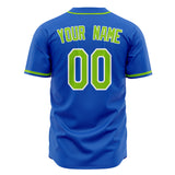 Custom Thunder Blue Baseball Jersey (With Neon Green Color)