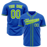 Custom Thunder Blue Baseball Jersey (With Neon Green Color)