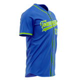 Custom Thunder Blue Baseball Jersey (With Neon Green Color)