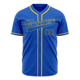 Custom Thunder Blue Baseball Jersey (With Gold Color)